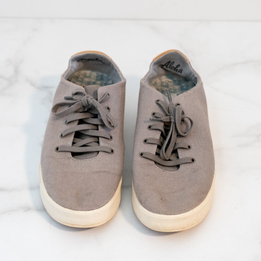 Olukai Ki'ihele Li Gray Lace Up Canvas Sneakers Shoes Women’s Size 7 - Picture 3 of 5